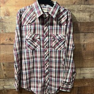 Genuine Roebuck's Western plaid pearl snap shirt men's XL